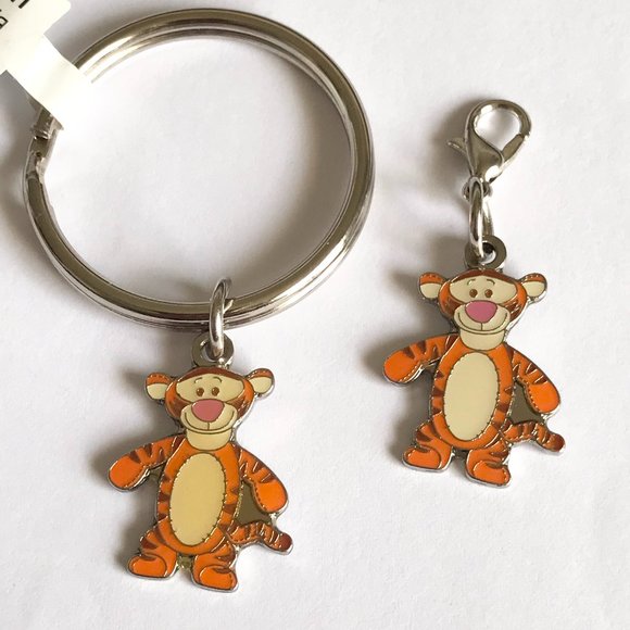 Vintage Disney Tigger Keychain & Charm Bundle Disneyana Winnie the Pooh Purse - Picture 1 of 10
